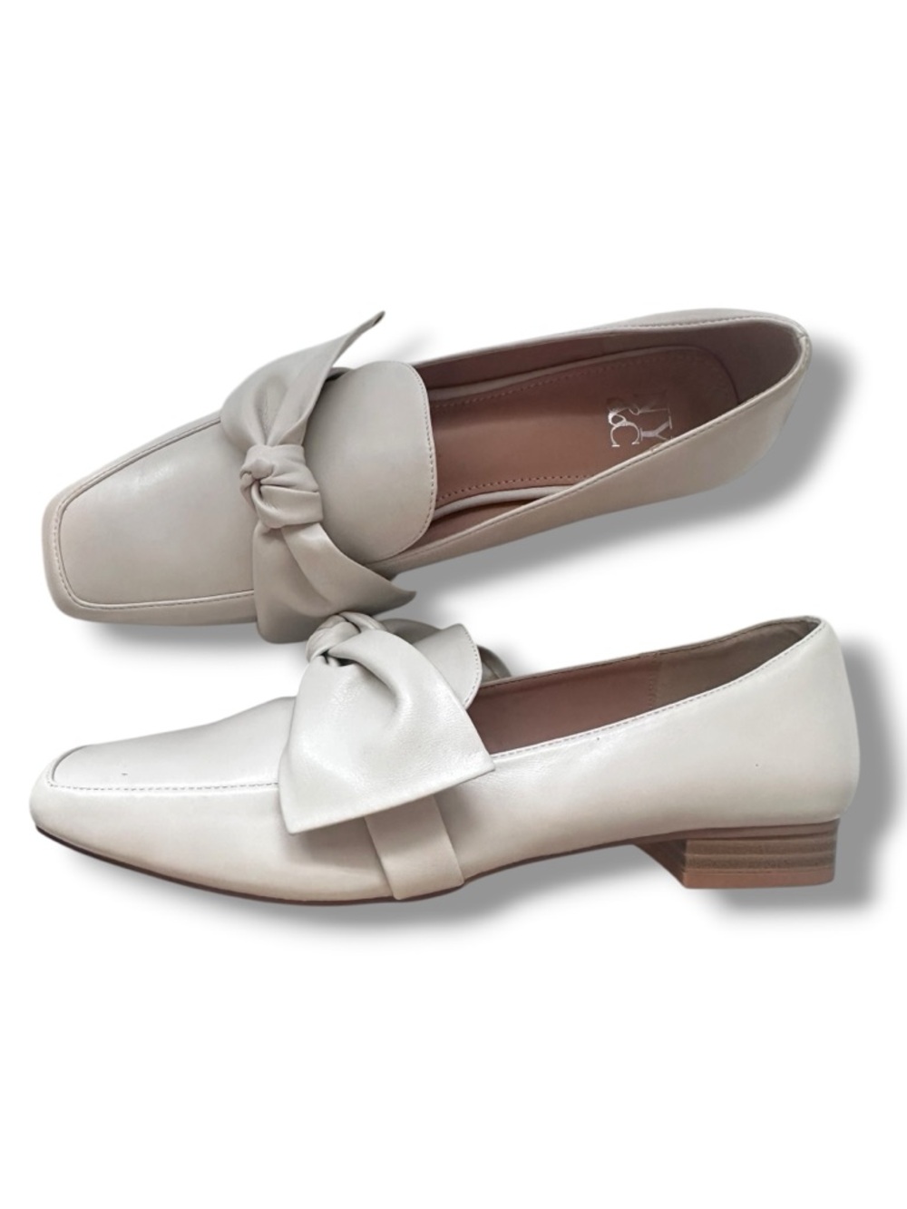 NY & Co Dominica Loafer Women’s  Size 8.5 Bone Faux Leather Slip On Bow NWOT